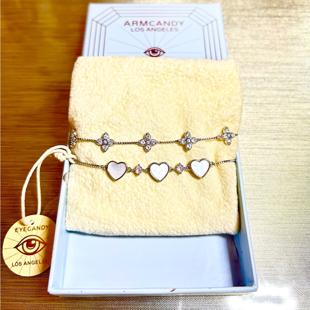 Eye Candy Brand New 2 Silver Toned Adjustable Bracelet Box Included